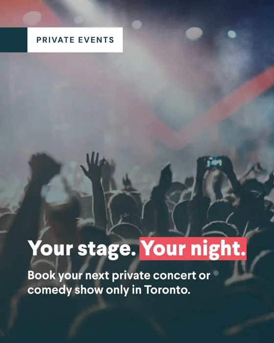 Private events promotional graphic: Your stage. Your night. Book a private concert or comedy show in Toronto.