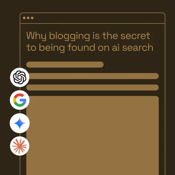Blog article preview about being found on AI search with OpenAI, Google, Gemini, and Claude icons