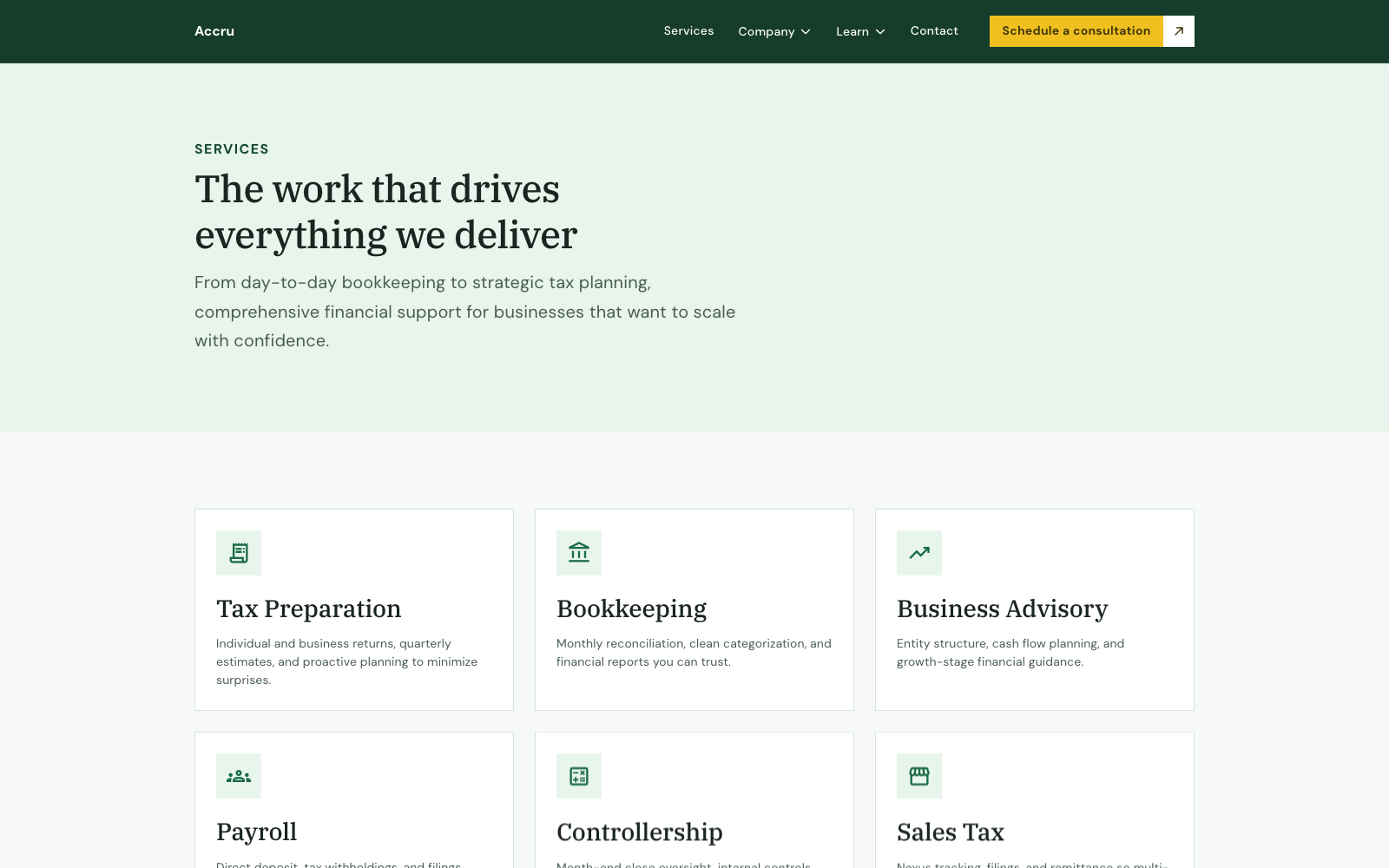 Services page