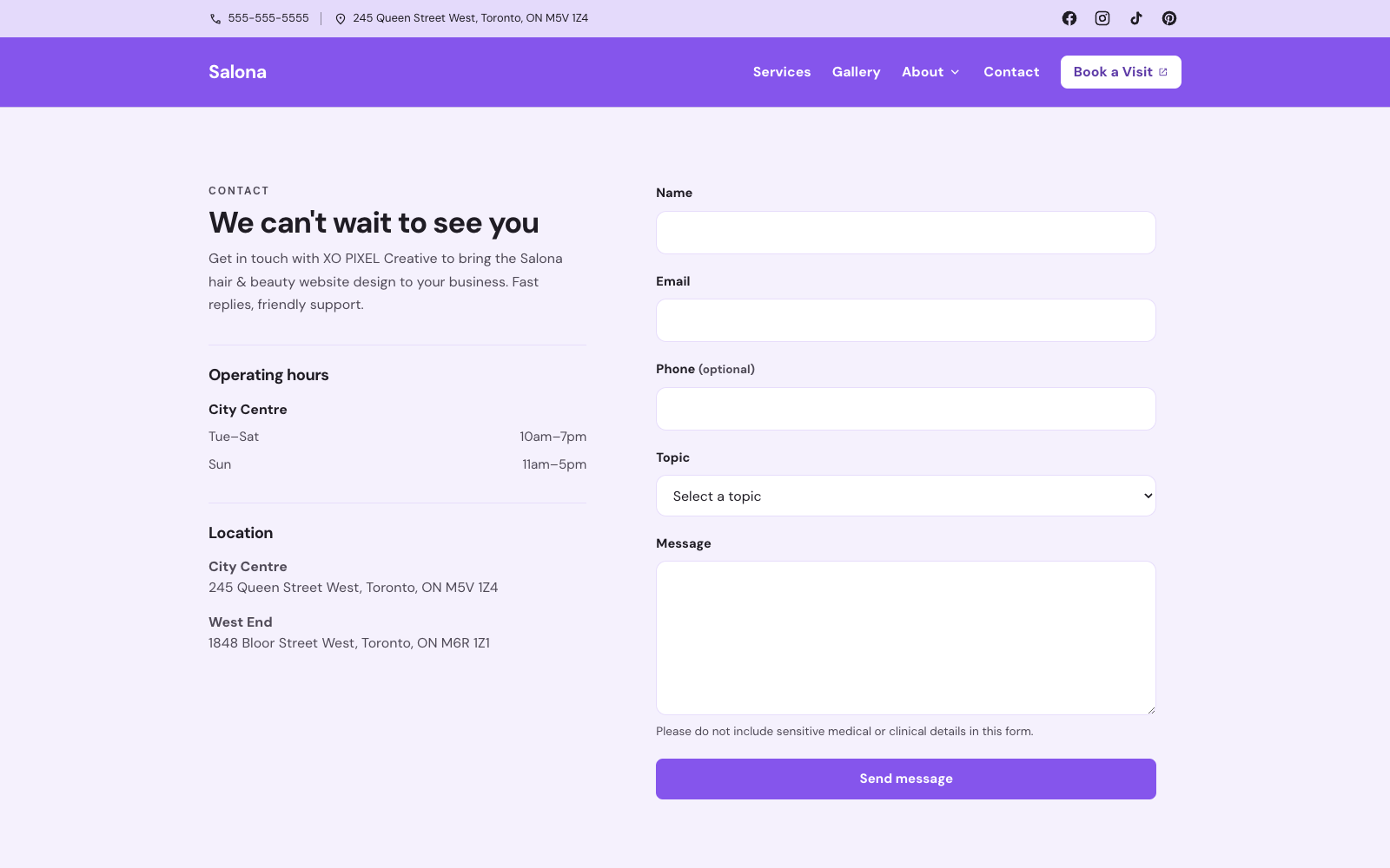 Contact page